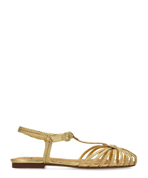 VANESSA Sandalia plana trenzado metalizado