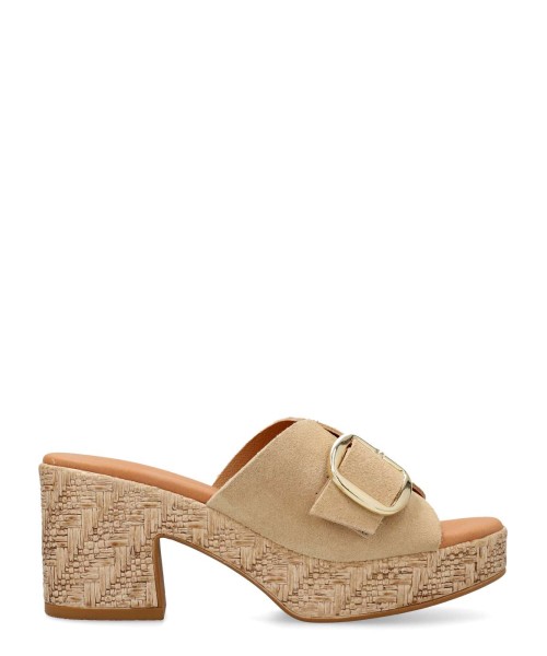 VANESSA Sandalia piel serraje tacón ancho