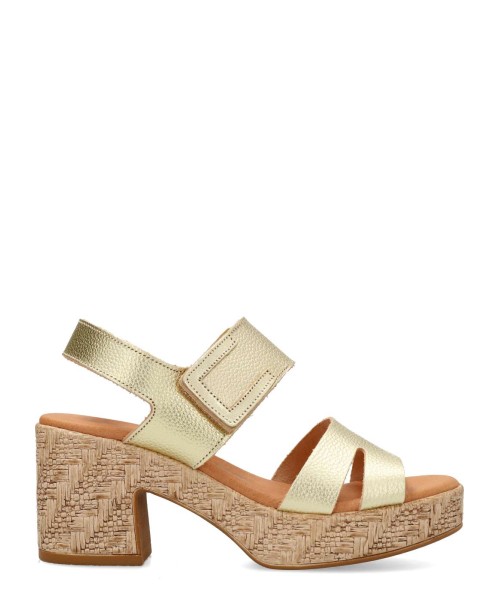 VANESSA Sandalia tacón ancho efecto rafia