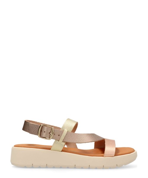 VANESSA Sandalia casual confort piel metalizada