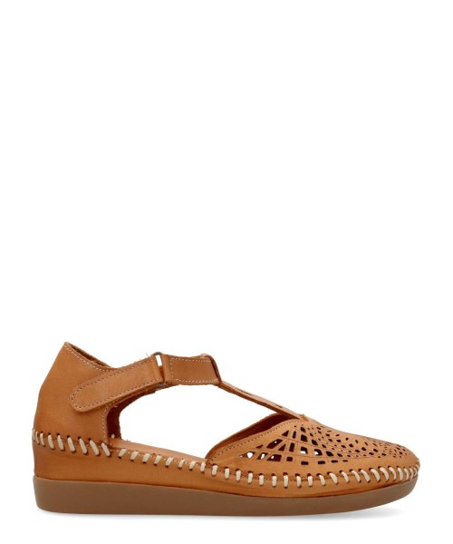 48+ HOURS Sandalia cómoda piel troquelada mujer