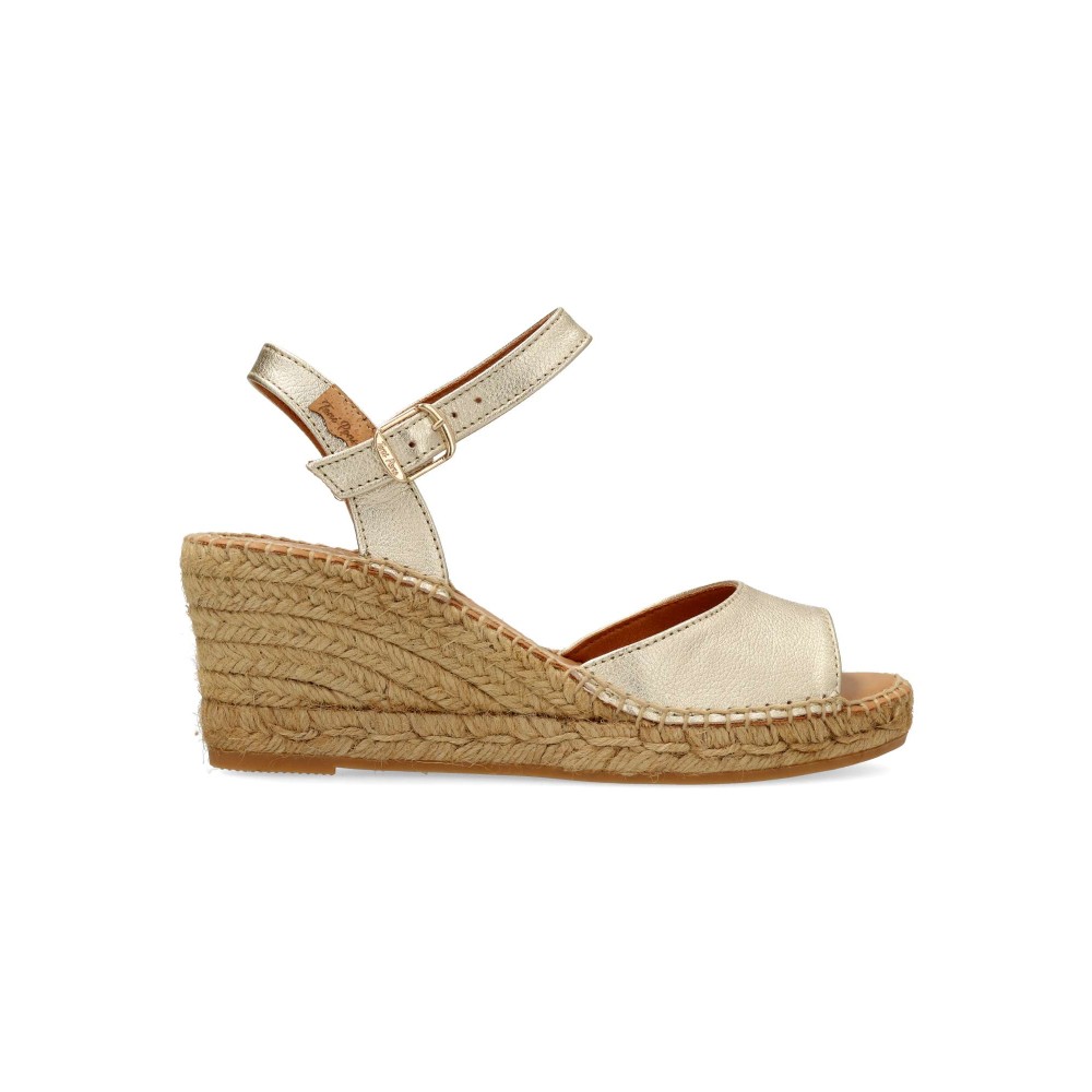 TONI PONS Sandalia alpargata yute piel metalizada