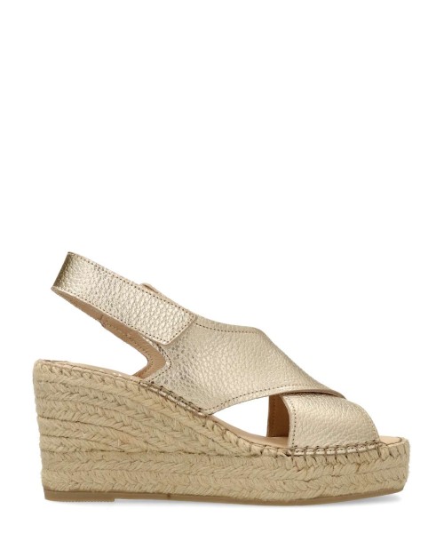 FABIOLAS Esparteña piel metalizada cuña mujer