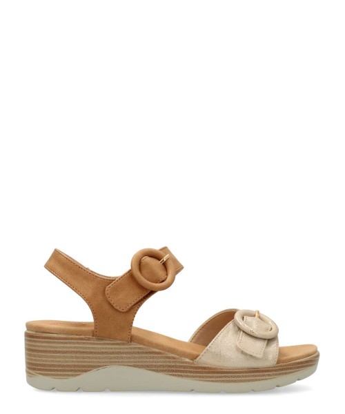 AMARPIES Sandalia confort doble hebilla mujer