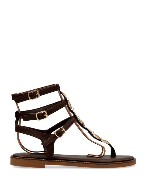 VVNN Sandalia romana plana tiras mujer