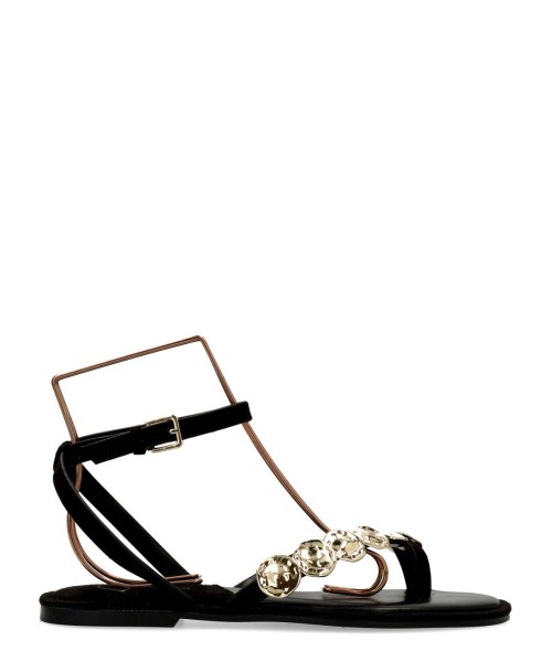 VANESSA Sandalia plana tachas metalizadas