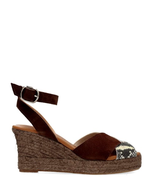 TORRES Sandalia cuña esparto piel serraje confort