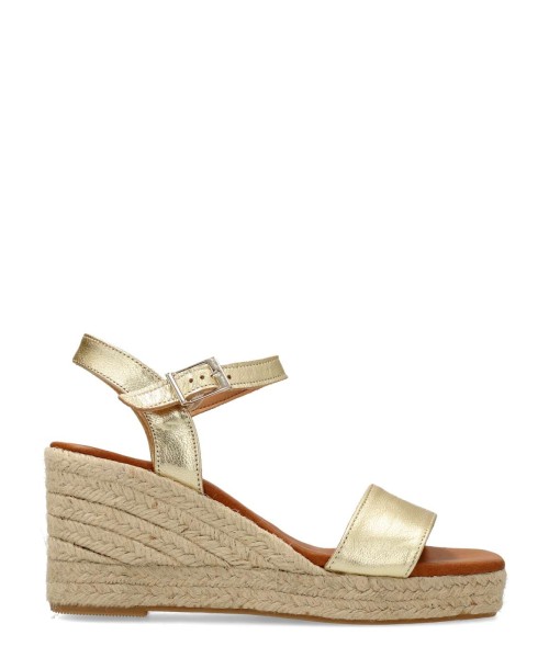TORRES Sandalia cuña alpargata piel metalizada