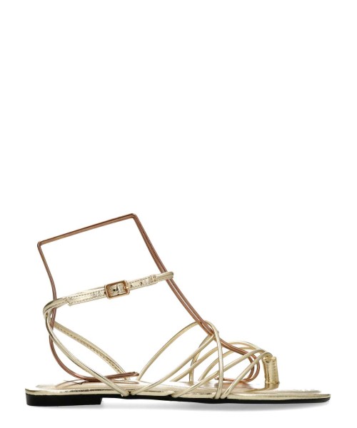 VANESSA Sandalia plana metalizada tiras