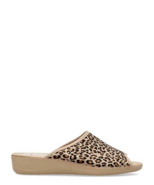 VANESSA Zapatilla de casa print leopardo