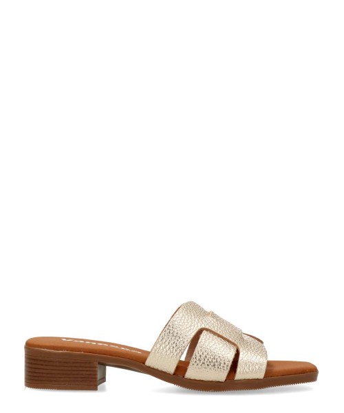 VANESSA Sandalia mule piel metalizada confort