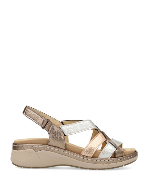 SUAVE Sandalia piel confort metalizada multi