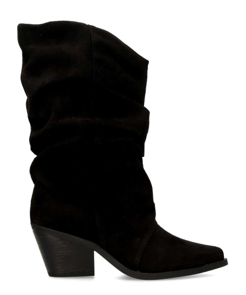 VVNN Bota cowboy caña arrugada antelina
