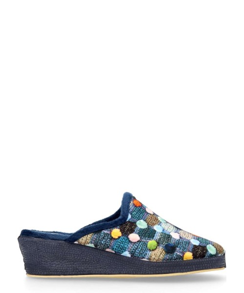 VANESSA Zapatilla de casa estampada cuña