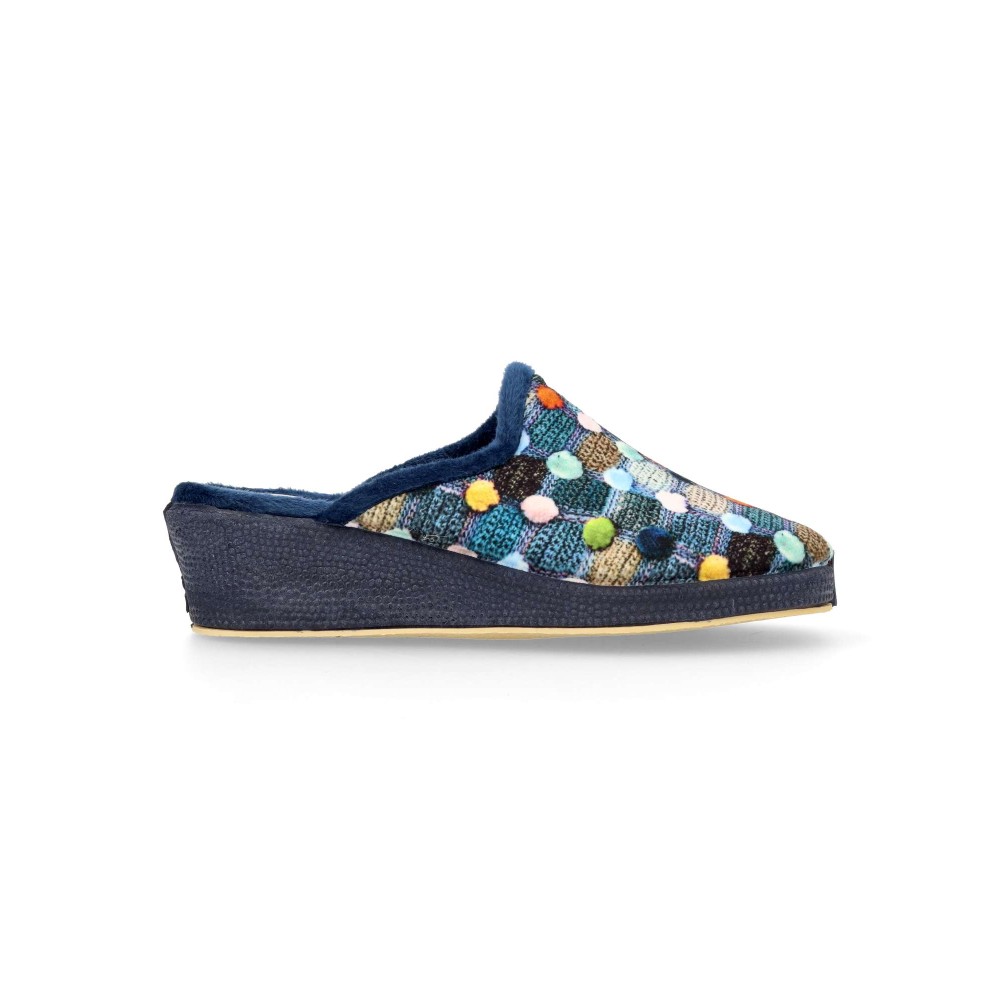 VANESSA Zapatilla de casa estampada cuña