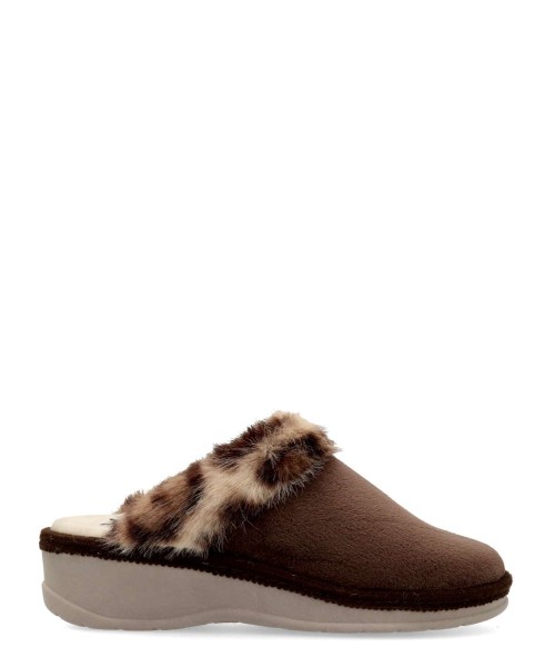 SALVI CONFORT Zapatilla de casa cálida pelo print animal