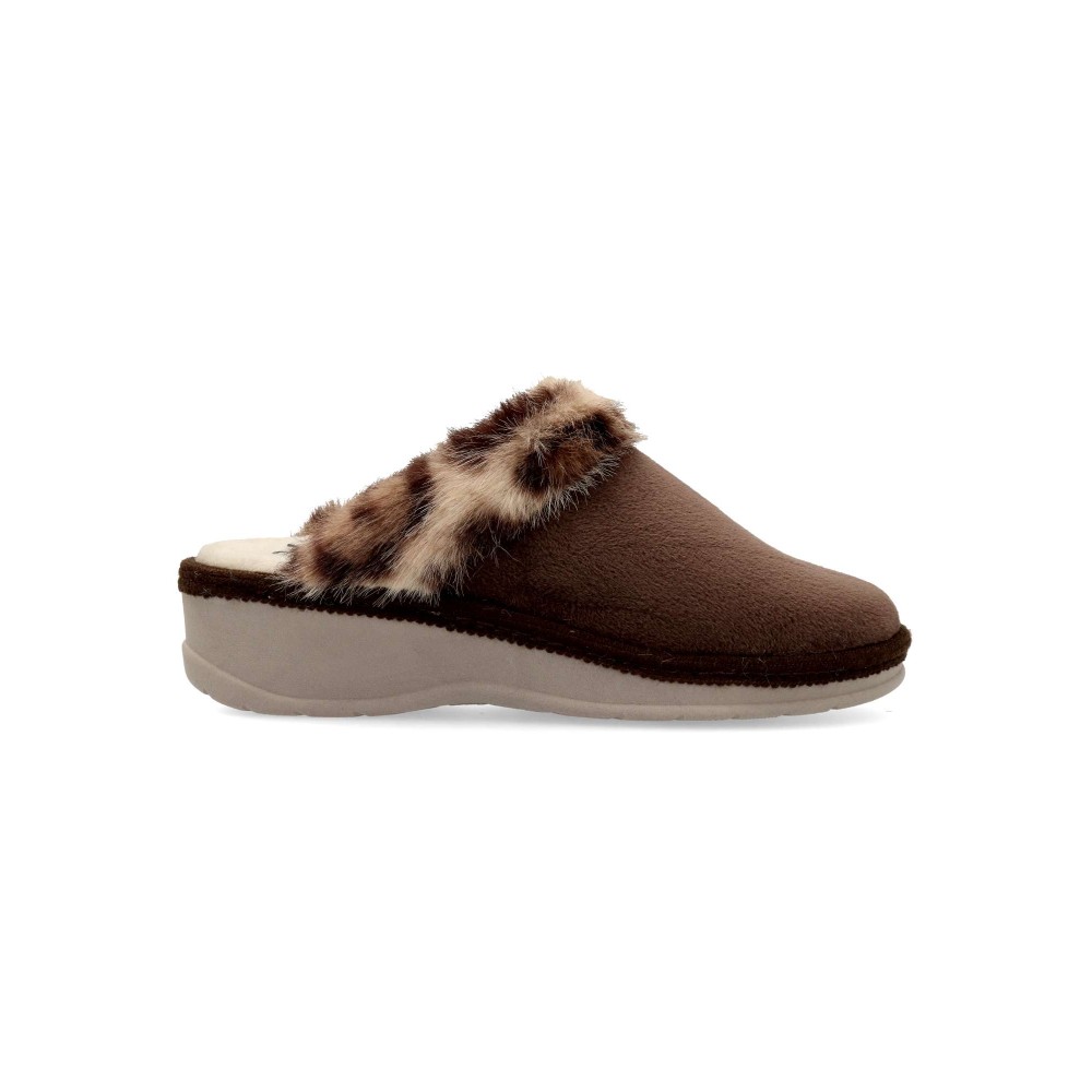 SALVI CONFORT Zapatilla de casa cálida pelo print animal